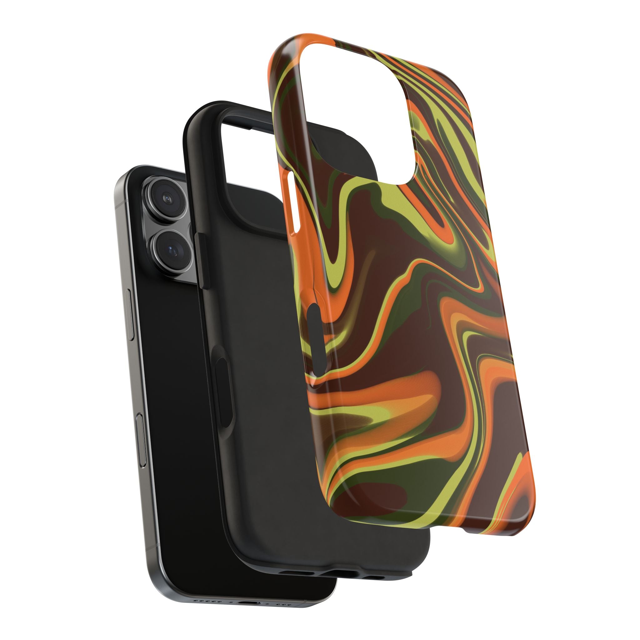 Marbled Camouflage Retro Orange & Olive Swirl