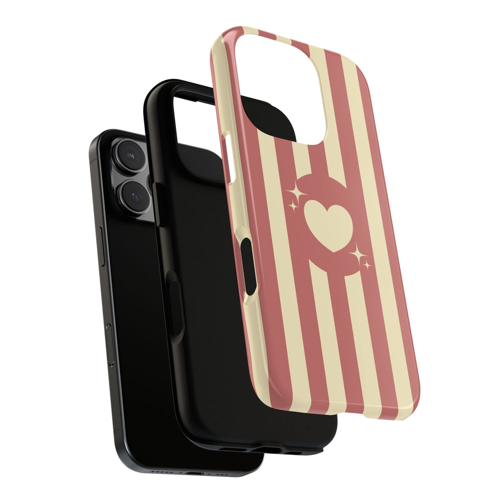 Pink and Cream Heart Stripe