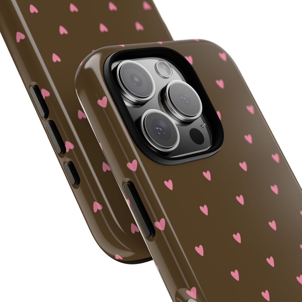 Chocolate Brown & Pink Heart Pattern