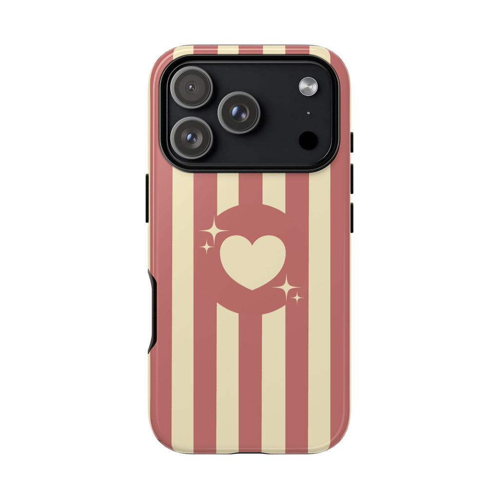 Pink and Cream Heart Stripe