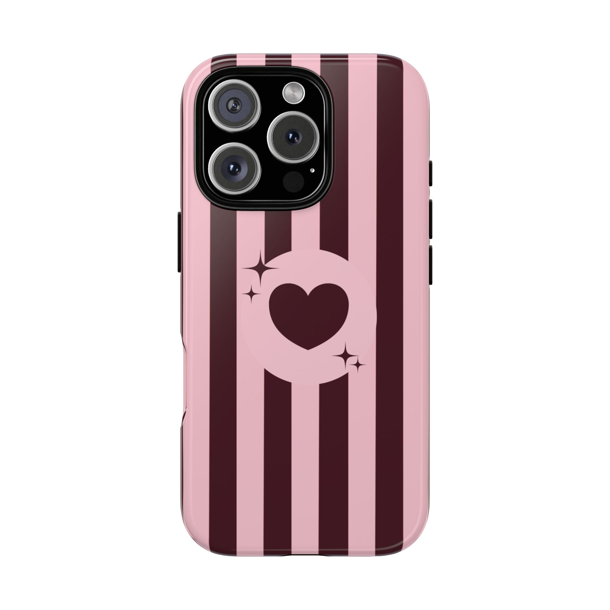 Pink & Maroon Striped Heart