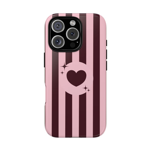 Pink & Maroon Striped Heart