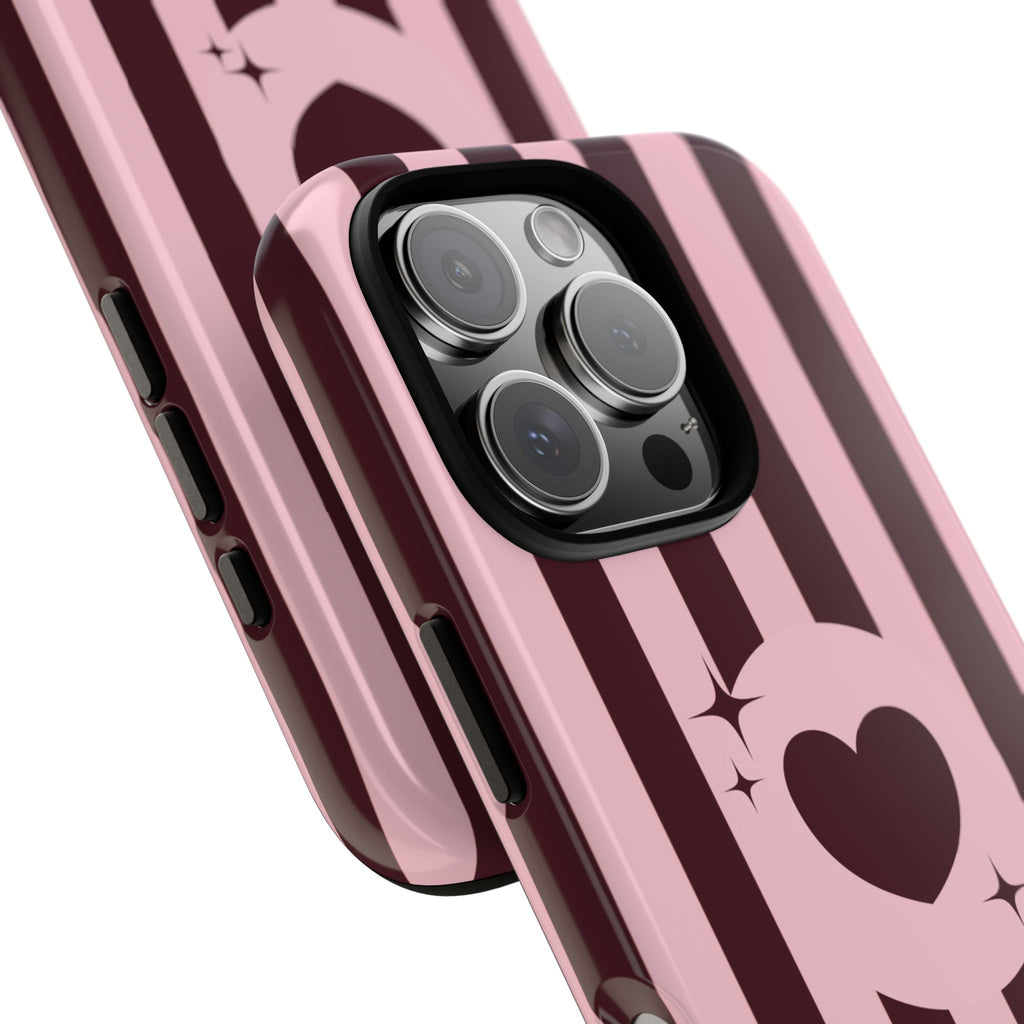 Pink & Maroon Striped Heart