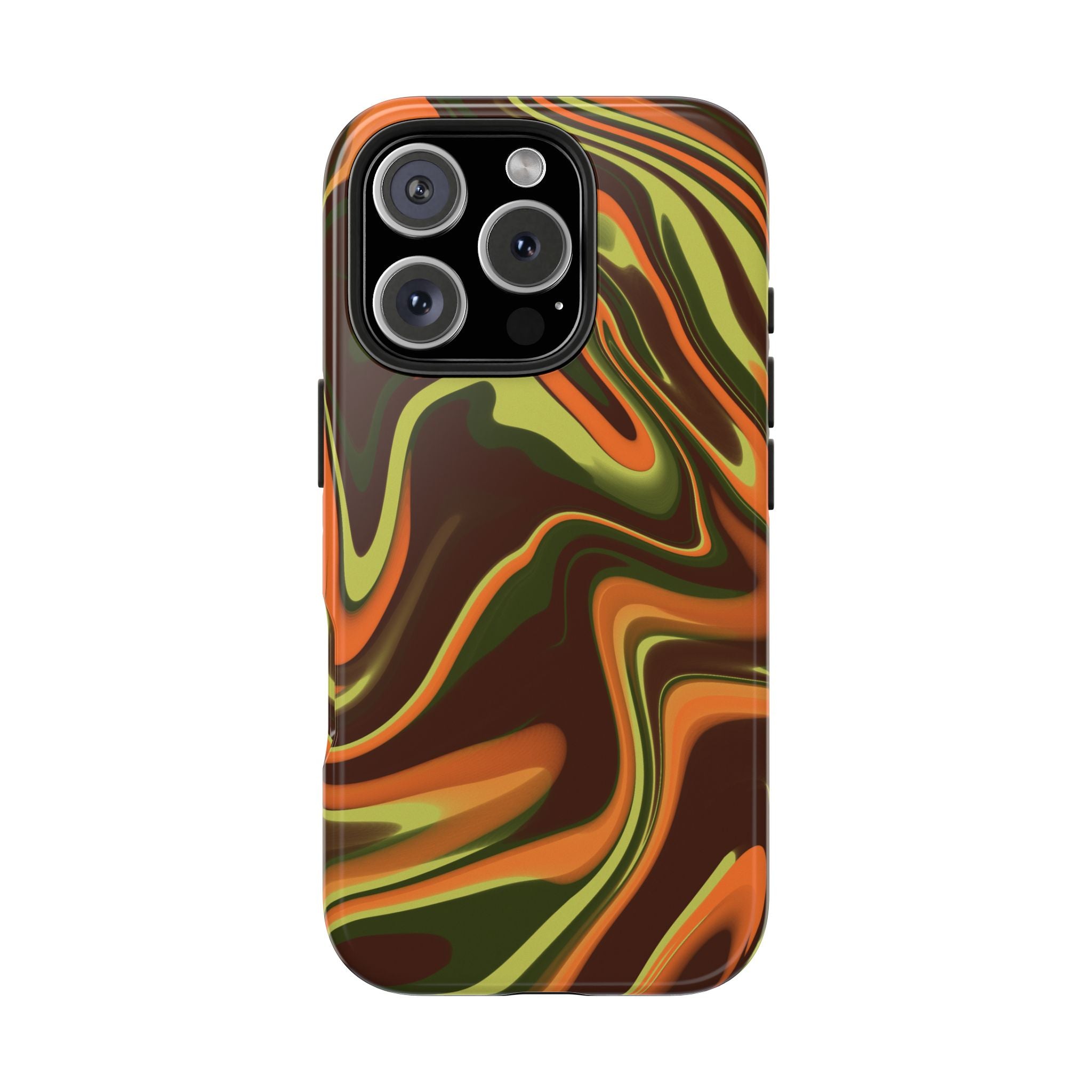 Marbled Camouflage Retro Orange & Olive Swirl
