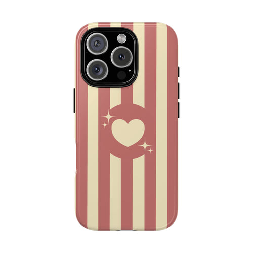 Pink and Cream Heart Stripe