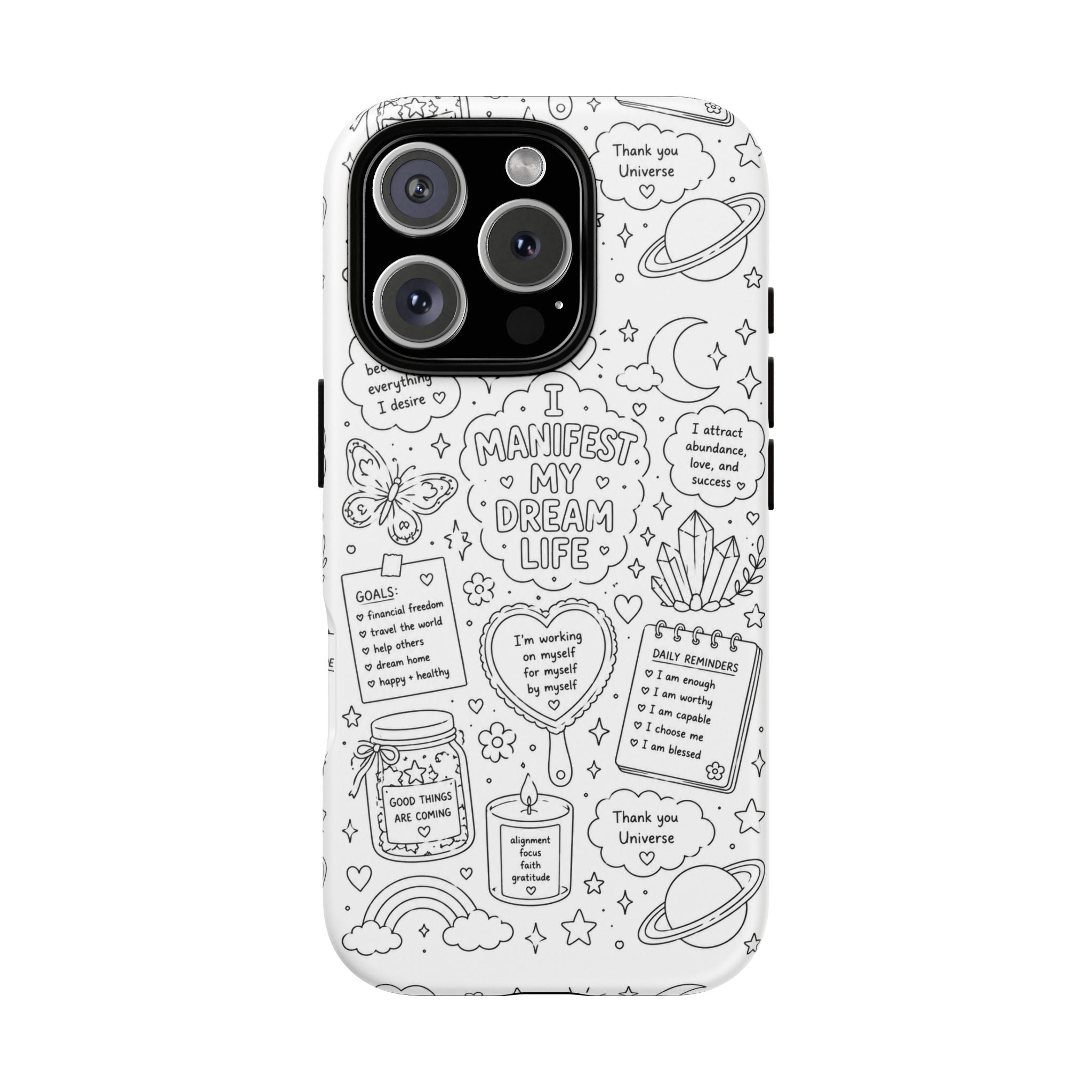 Manifestation Positive Affirmations Doodle Coloring Case