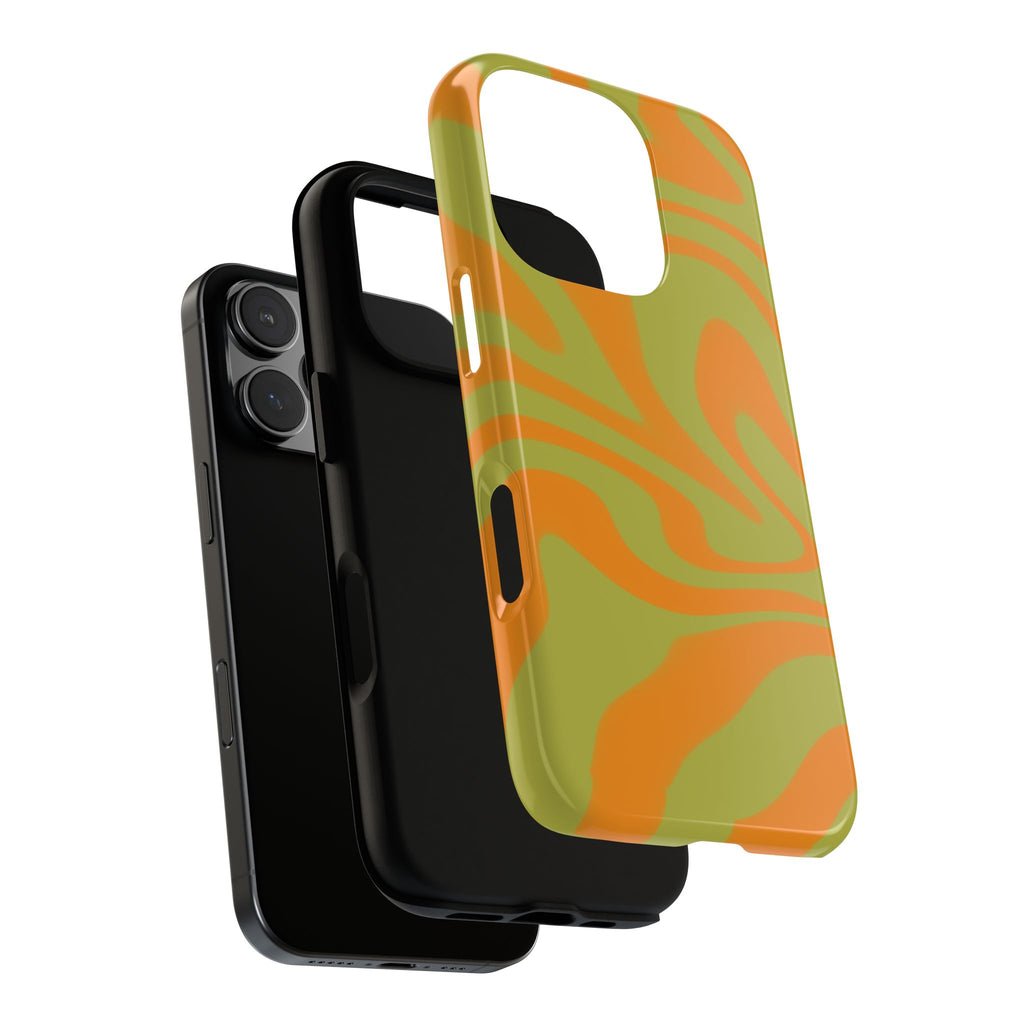 Retro Orange & Olive Swirl