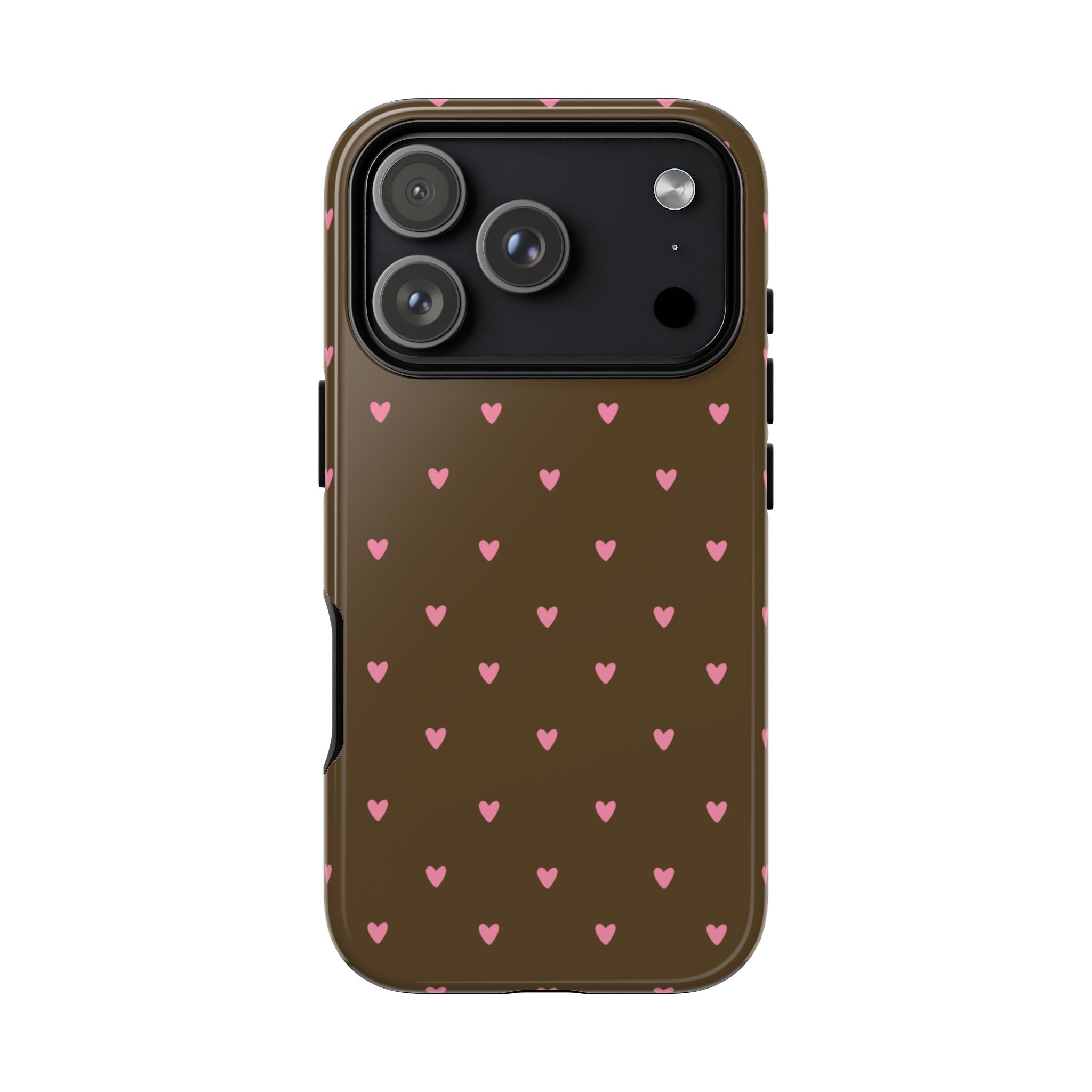 Chocolate Brown & Pink Heart Pattern