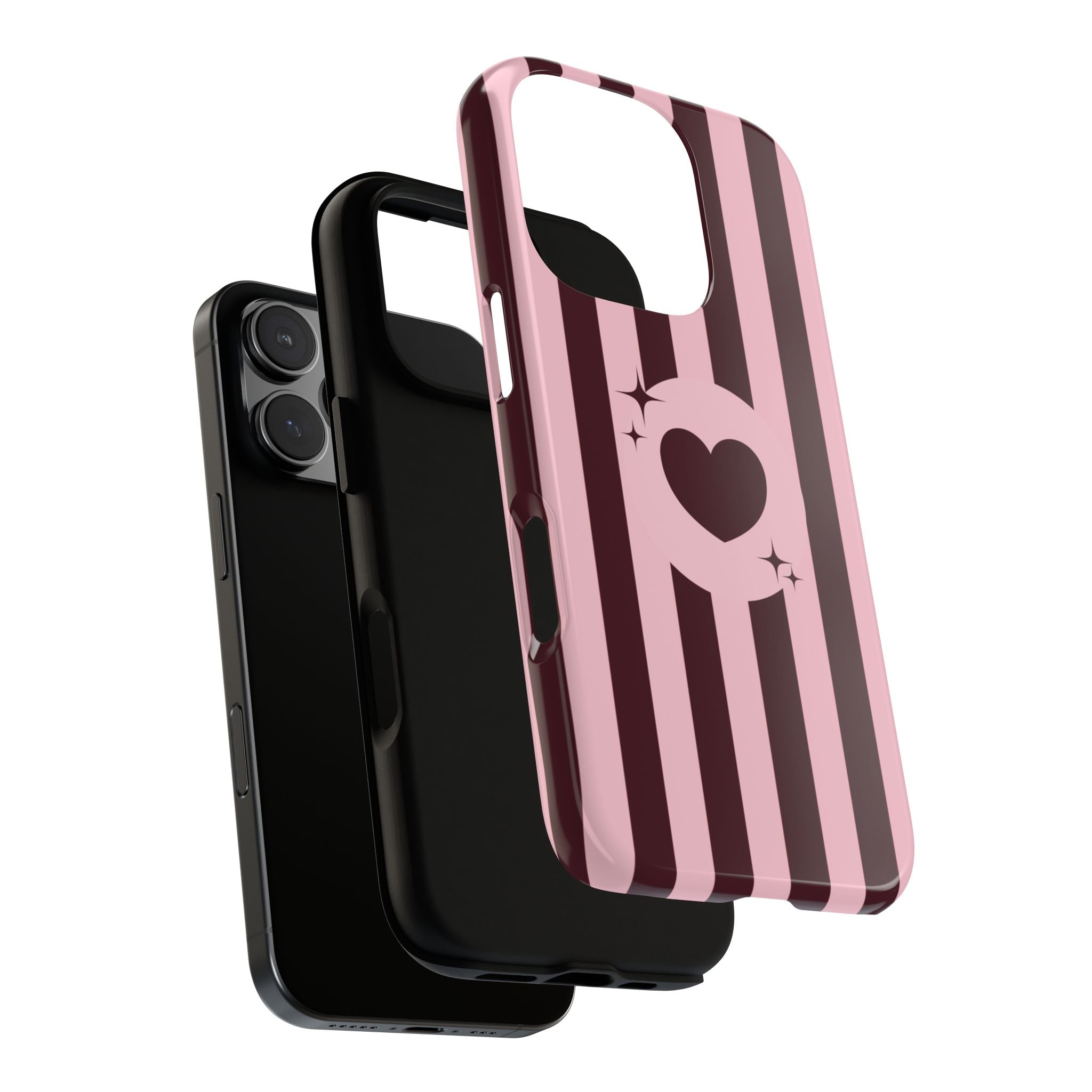 Pink & Maroon Striped Heart