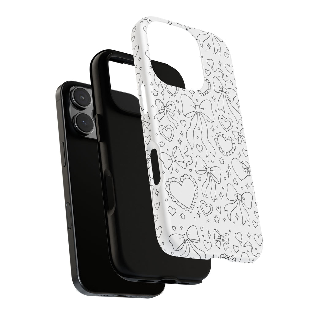 Bow & Hearts Doodle Coloring Case