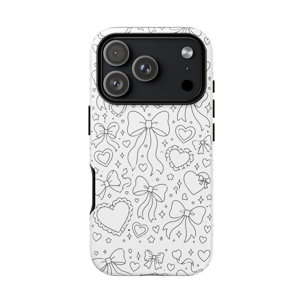 Bow & Hearts Doodle Coloring Case