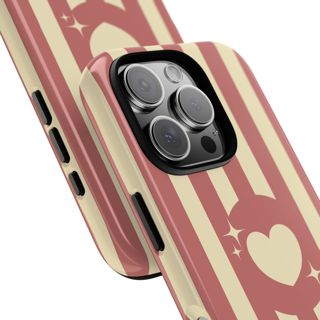 Pink and Cream Heart Stripe